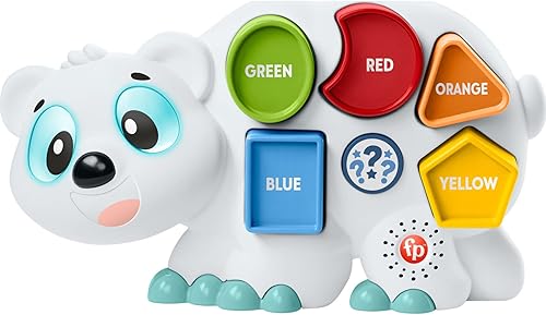 Fisher-Price Juguete de aprendizaje para niños pequeños Linkimals Puzzlin' Shapes Oso polar con luces y música para niños a partir de 18 meses,