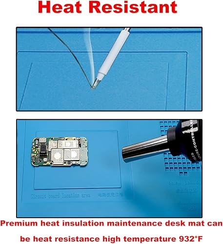 Miniatura 7 de Alfombrilla de silicona resistente al calor de alta calidad de 932 F, tapete de trabajo de reparación electrónica magnética antiestática grande para