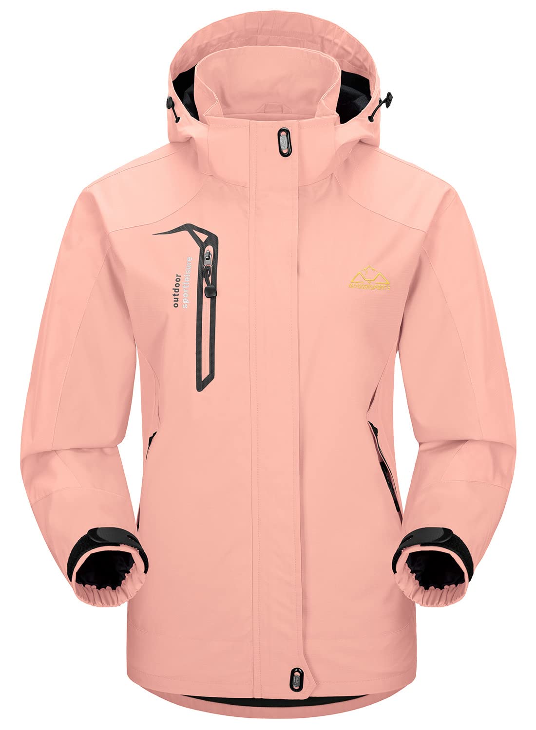 YSENTO Damen Outdoor Wanderjacke Wasserdicht Übergangsjacke Leicht Atmungsaktie Regenjacke Funktionsjacke mit Abnehmbarer Kapuze