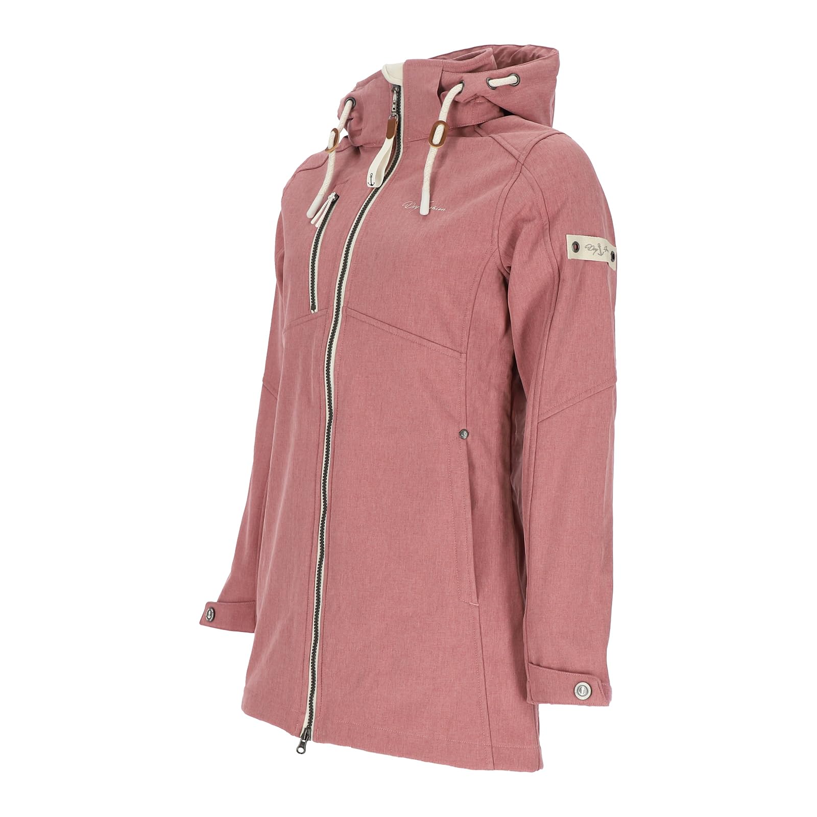 Dry Fashion Damen Softshellmantel Büsum - Softshelljacke Lindgrün, Größe 36 | Atmungsaktiv, Wind- & wasserabweisend, Taillierter Schnitt, 2-Wege-Reißverschluss, Abnehmbare Kapuze, Taillenregulierung