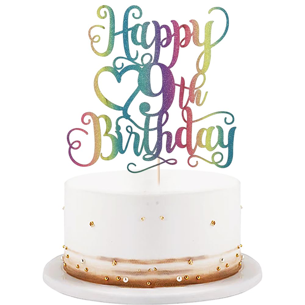 Color Flash Happy 9th Birthday Cake Topper for Boys and Girls - Children's Party Cake Decorations - Hello Cake Topper - Birthday Party Decorations