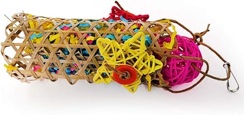 Miniatura 6 de POPETPOP Trituradora de juguetes para pájaros, paquete de 2 juguetes de trituración de loros, trituradora de bambú, trituradora de forraje, juguete