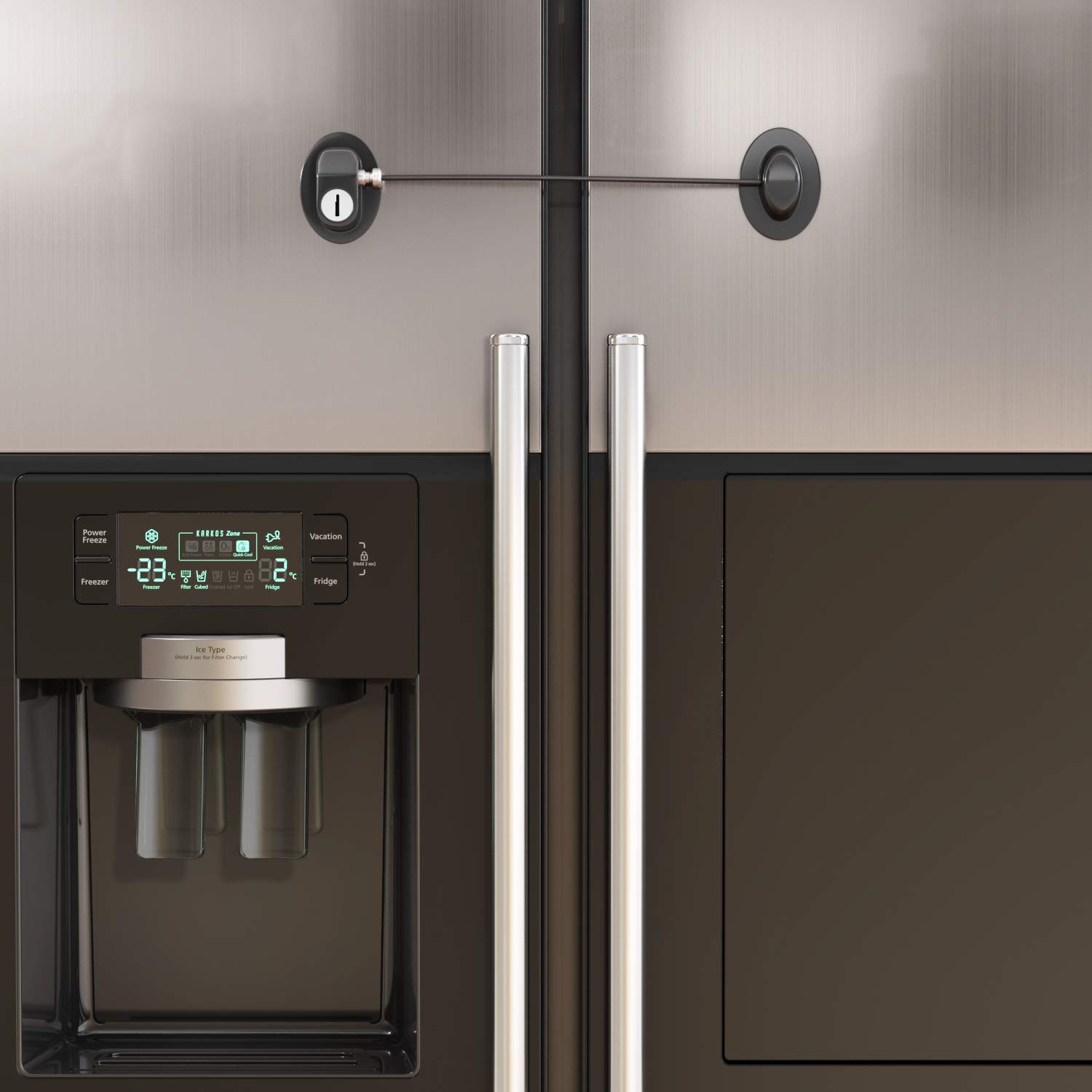 HavenHause - Cerradura de seguridad infantil para refrigerador, armario, cajón, congelador y puerta con 2 adhesivos extra fuertes, color negro (paquete de 1)