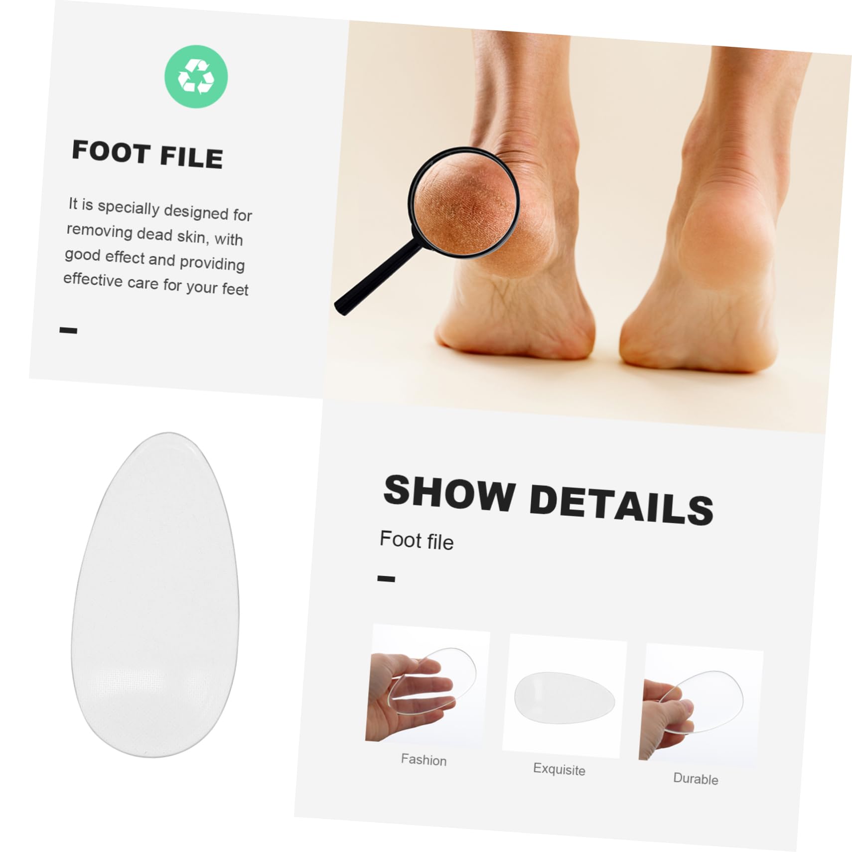 NOLITOY Foot File Glass Foot Scrubber Dead Skin Removal Tool Remover for Feet Foot Care Supply Sun Patterned Silicone