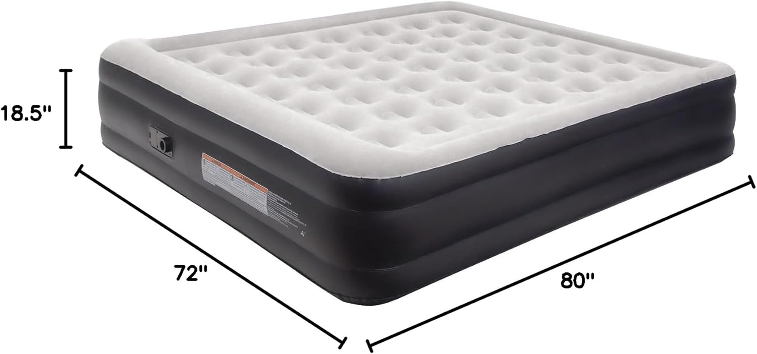 DIMAR GARDEN King Size Air Mattress with Built-in Pump, 18.5” Blow Up Mattress, Inflatable Bed for Home