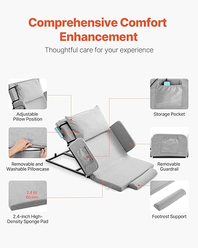 Miniatura 3 de VEVOR Respaldo elevador eléctrico para cama, capacidad de 300 libras, respaldo de cama de elevación ajustable de 4 a 68, con rieles, lavable a