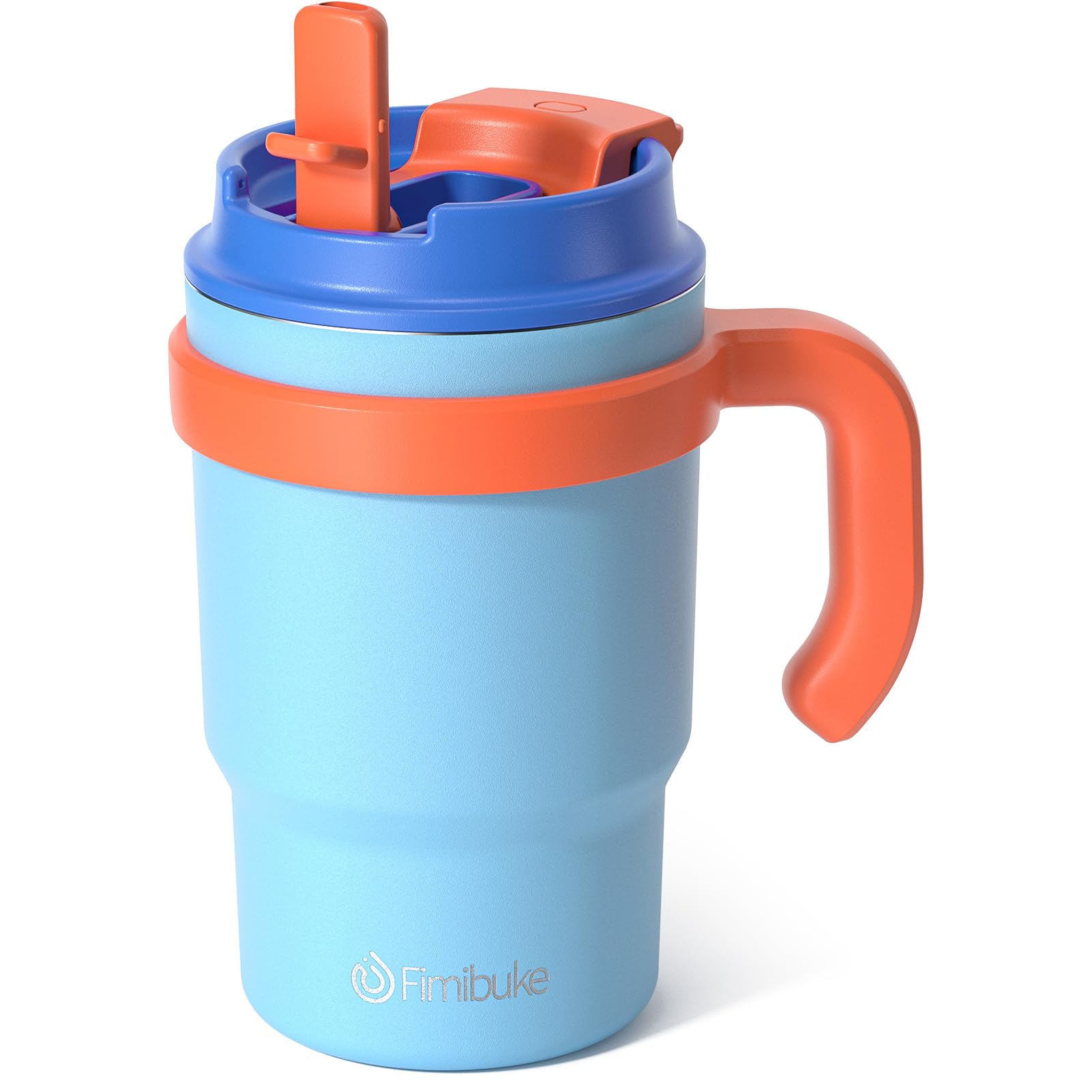 Fimibuke Kids Insulated Tumbler with Handle & Straw - 16oz Leak Proof Toddler Tumbler with Sip/Swig 2-in-1 Lid, BPA FREE 18/8 Stainless Steel Kids