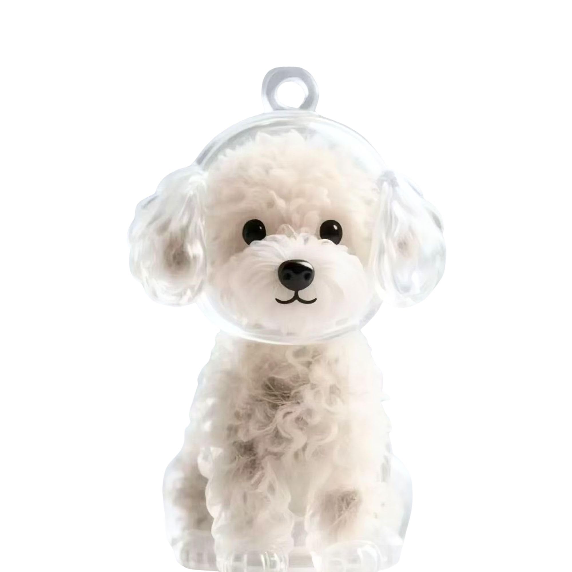 ペットの毛の入れ物 犬の毛 ペット遺毛収納 犬型収納ボックス 犬の毛を集めるキーホルダー 犬毛収納透明カプセル チャーム キーホルダー バッグチャーム 記念ダン 遺毛入れケース 思い出保存 メモリアルケース キーホルダー ギフト (トイ・プードル)