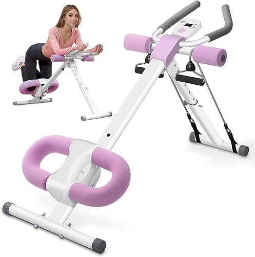 Máquina de abdominales, máquina de entrenamiento abdominal ajustable para gimnasio en casa, equipo de entrenamiento de abdominales plegable con
