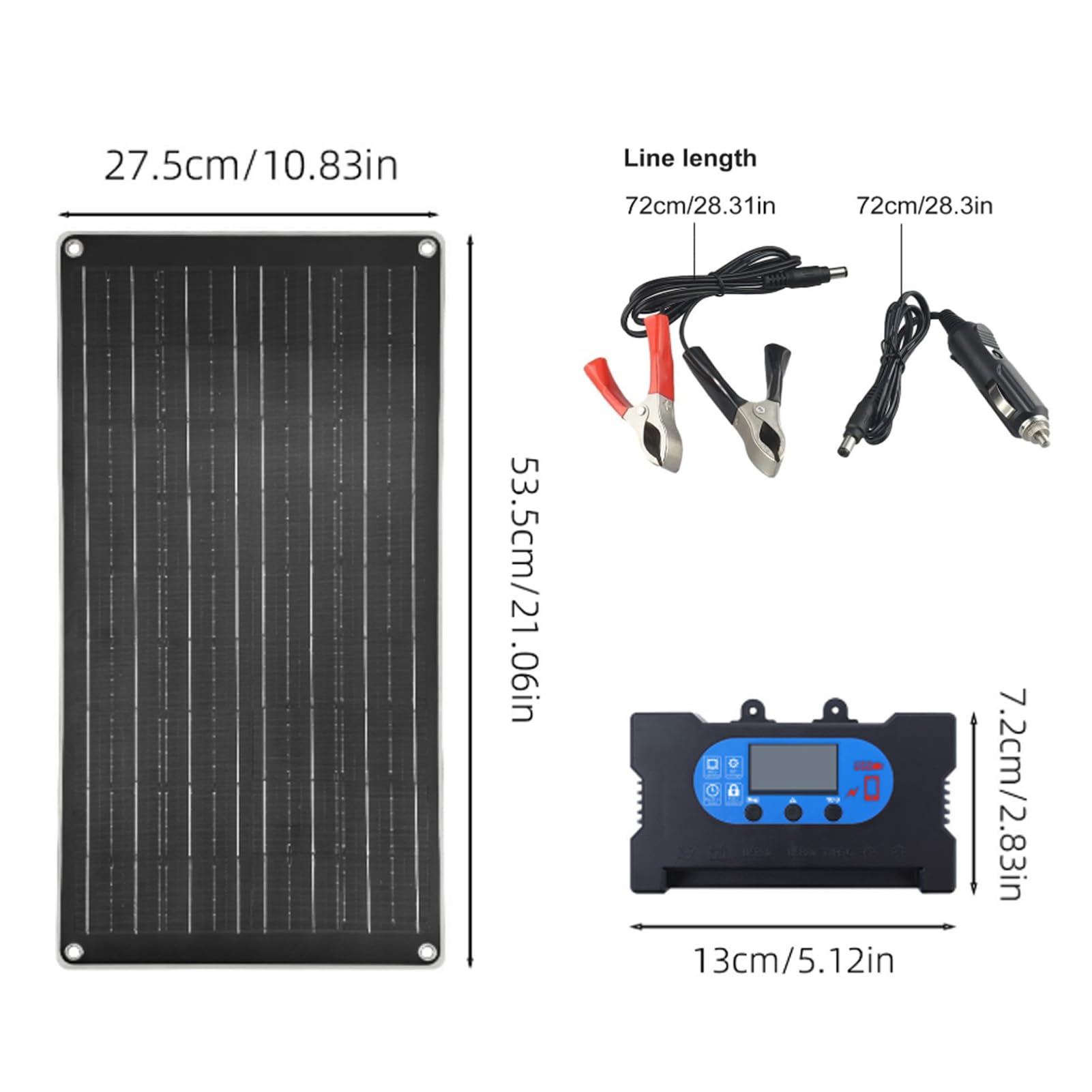 Regolatore di carica solare con pannello da 25 W, regolatore da 100 A per ricarica rapida