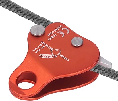 HERCHR Climbing Rope Grab, Self Locking Stop Descender 8-13mm Climbing Rope Grab Stopper Rescue Rappel Ring Climbing Gear Fall Protection Belay Device for Climbing Mountaineering