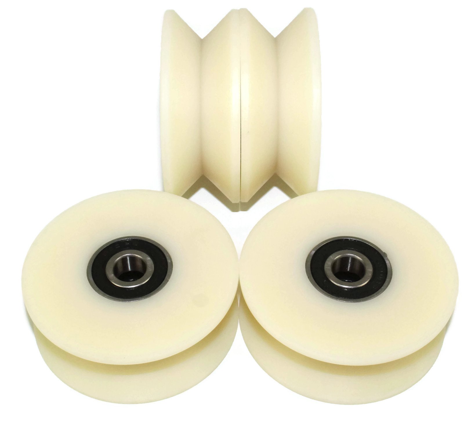 (V80-30-10) Pack de 4 poleas de nailon de poliamida con ranura de 90° V para puerta corredera fabricada en la UE