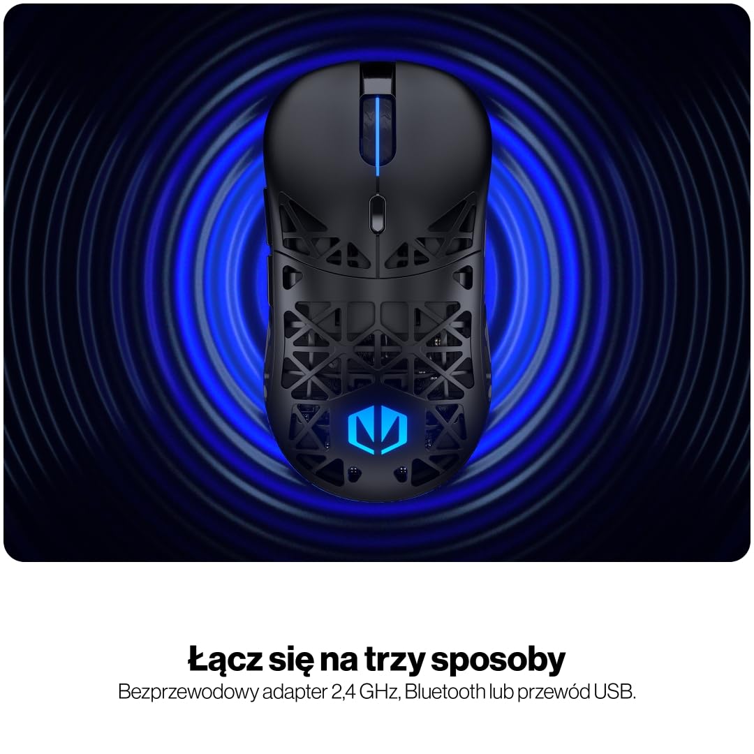 ENDORFY LIV Wireless Gaming Mouse RGB, bezprzewodowa mysz 69 g, PixArt PAW3311, 12000 DPI, Bluetooth, 2.4 GHz, USB-C, Kailh GM 4.0, PTFE