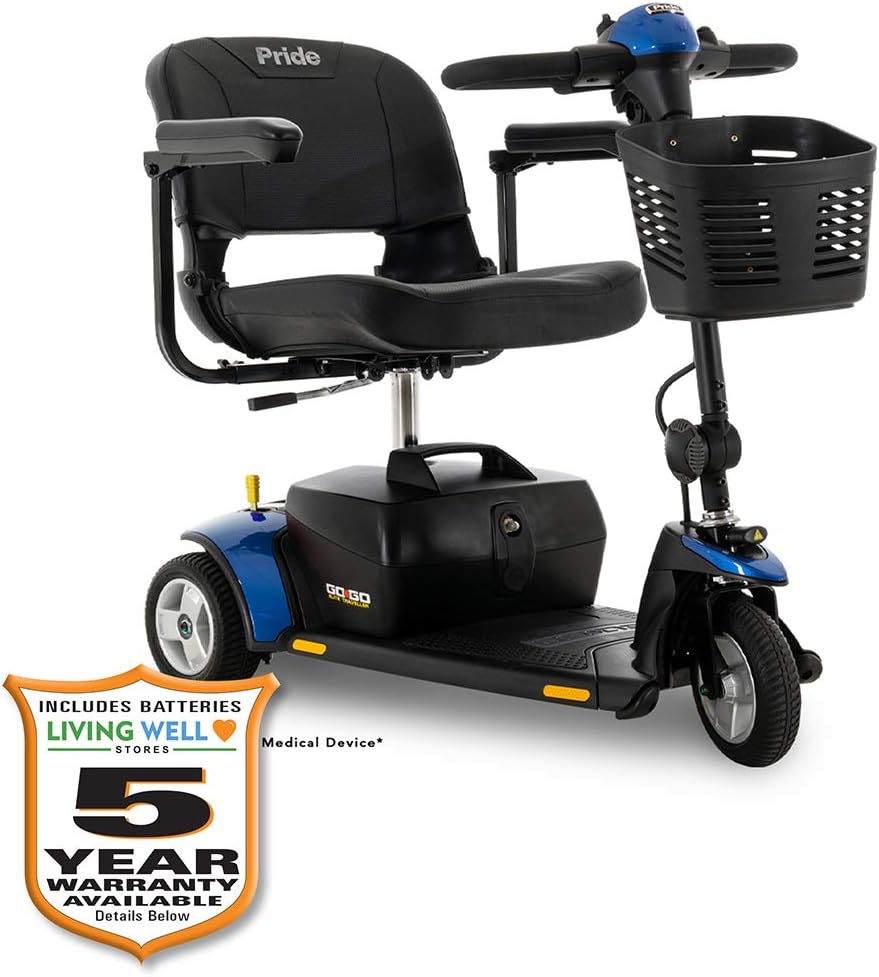 Pride Go-Go Elite Traveller 3-Wheel Scooter 18 Ah Battery w/ Avail Ext Warr : Health & Household