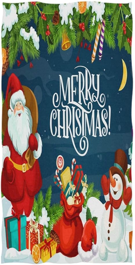 Amazon フェイスタオル クリスマスサンタクロースサンタクロース雪だるまギフト 吸水 速乾 耐久 綿 デイリー 柔らか肌触り ふんわり 家庭用 業務用 無地 38x69cm フェイスタオル ホーム キッチン オンライン通販