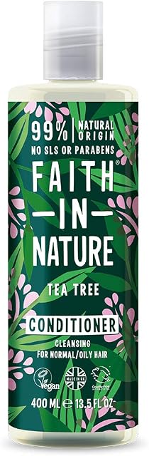 Faith In Nature Natural Tea Tree Conditioner, Cleansing, Vegan and Cruelty Free, No SLS or Parabens, For Normal to Oily Hair, 400 ml