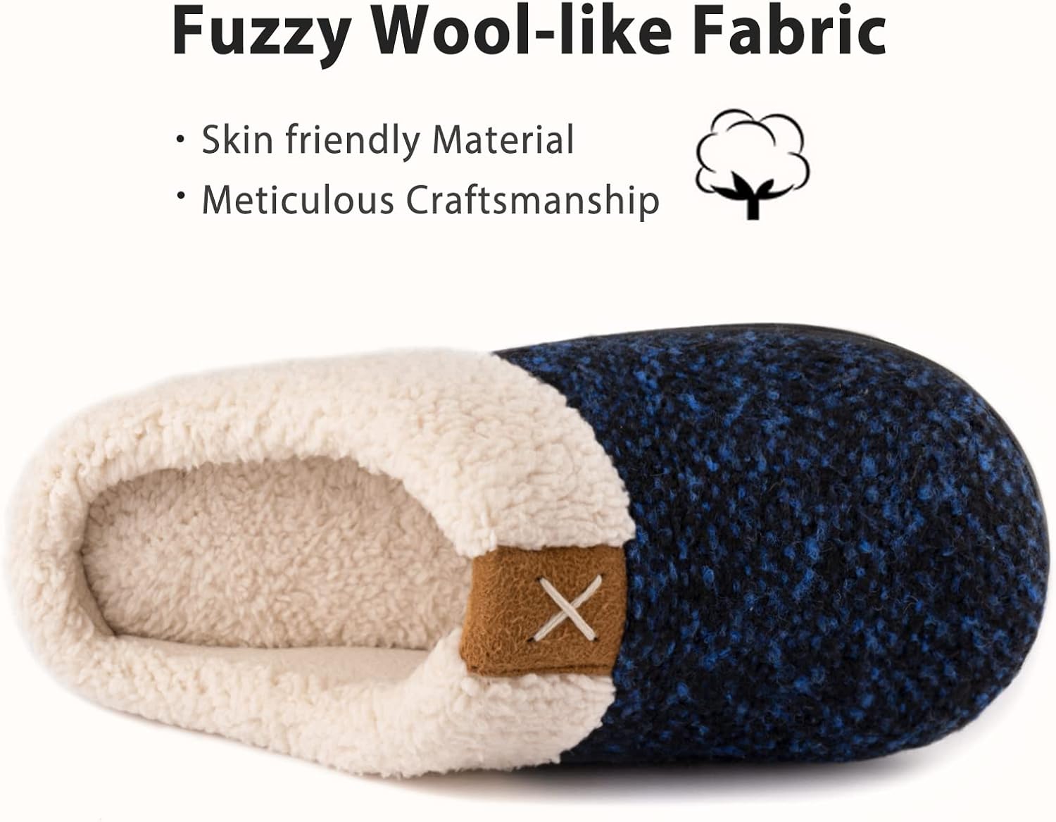 ULTRAIDEAS Women's Indoor Bedroom Slipper with Memory Foam, Gift for Women, Wool-Like House Shoe with Anti-Skid Rubber Sole for Ladies - Image 5