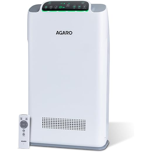 AGARO Imperial Air Purifier For Home, Bedroom, Green True HEPA Filter H14, Removes 99.99% Pollutants, Bacteria, Virus & PM 0.1 Particles, 7 Stage Purification, Covers 400 Sqft, 8500 Hrs Filter Life