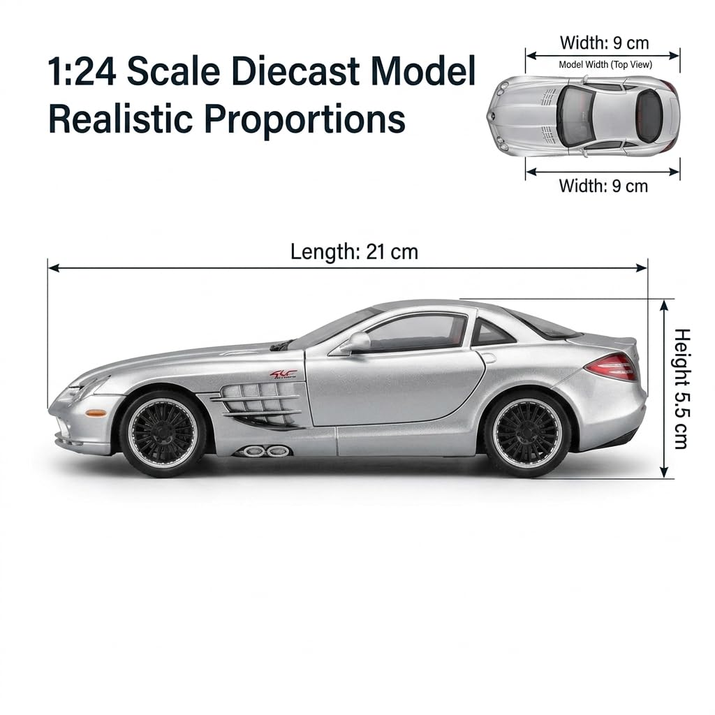WizToy 1:24 Scale Mercedes-Benz SLR 722S Diecast Metal Car Model