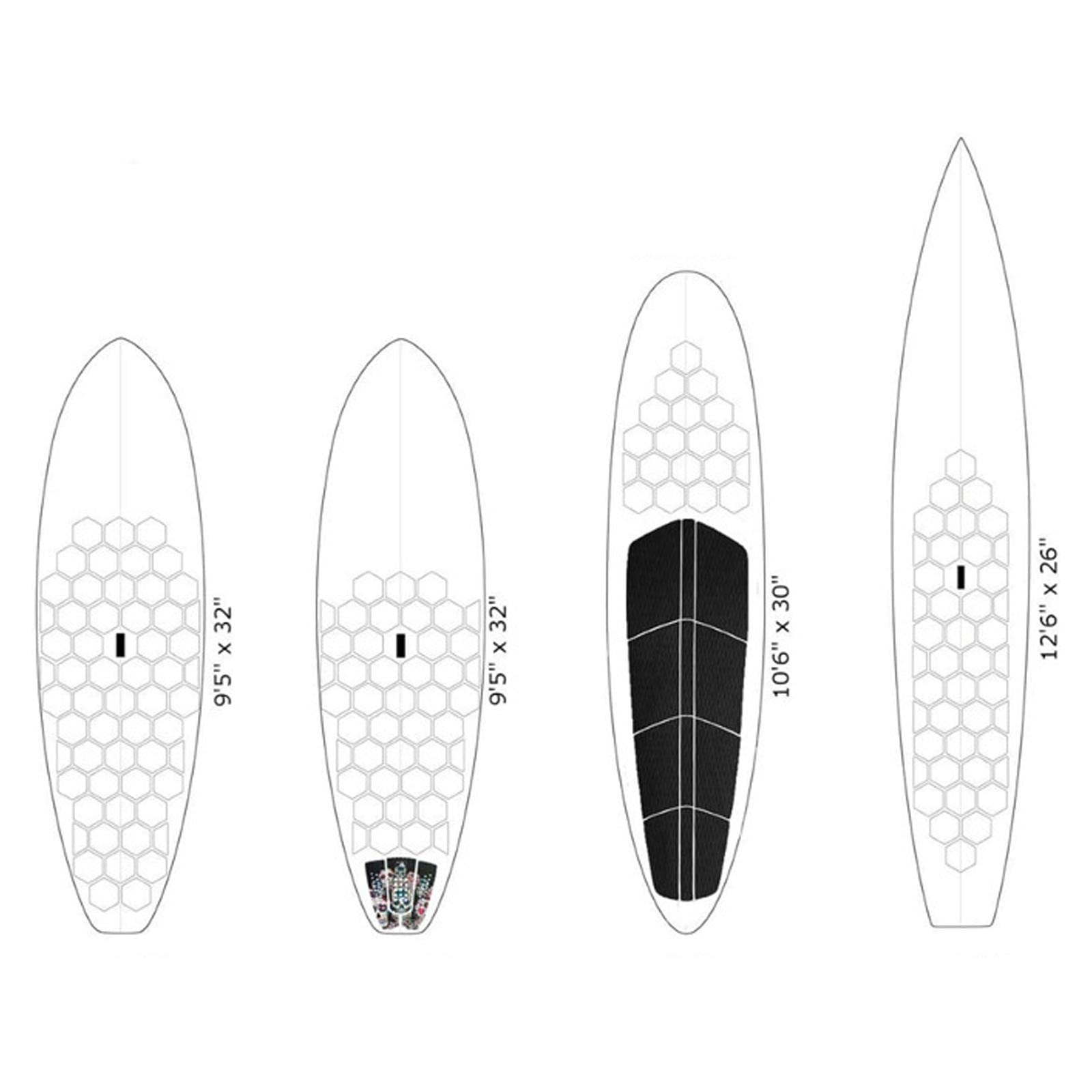 LOVIVER Hexagon Surfboard Traction Pads Tapis antidérapant Surf Adhésif Pads pour Paddle Board Surf Équipement Blanc