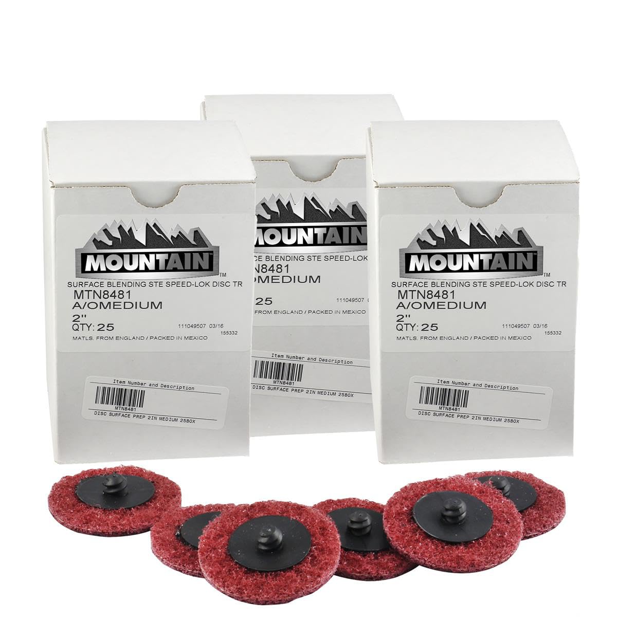 MOUNTAIN 8481-3 3-Pack of 2 Twist Lock Surface Prep Disc 25/Box