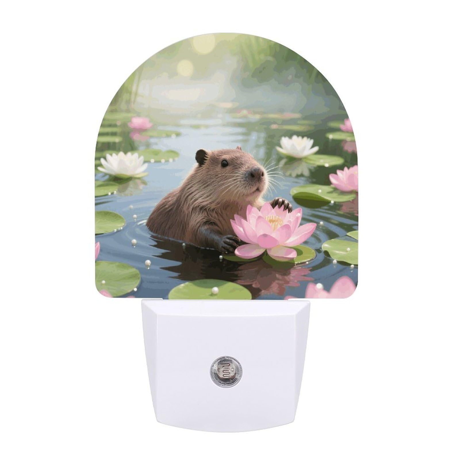 FodPand Night Light Plug Into Wall with Dusk to Dawn Sensor 0.5w Modern LED Capybara Plug in Night Lamp Warm White Glow Nightlight for Bedroom Hallway Kitchen Bathroom Stairs Corridor(Fan)