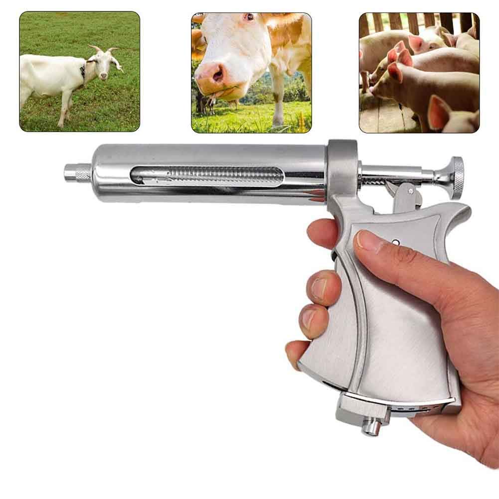 MXX 50Ml Semi Automatic Injector, Adjustable Animal Livestock Syringe, for Sheep Cattle Pig Chickens