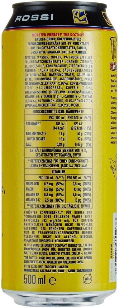 Image of Monster Energy The Doctor VR /46 By Cougar, 500ml By Cougar (Pack of 6 Cans) | Premium Energy Drink with Citrus Flavor | Zero Fat, High Energy Boost | Ideal for Workouts, Gaming & Sports Edition (Imported-USA)