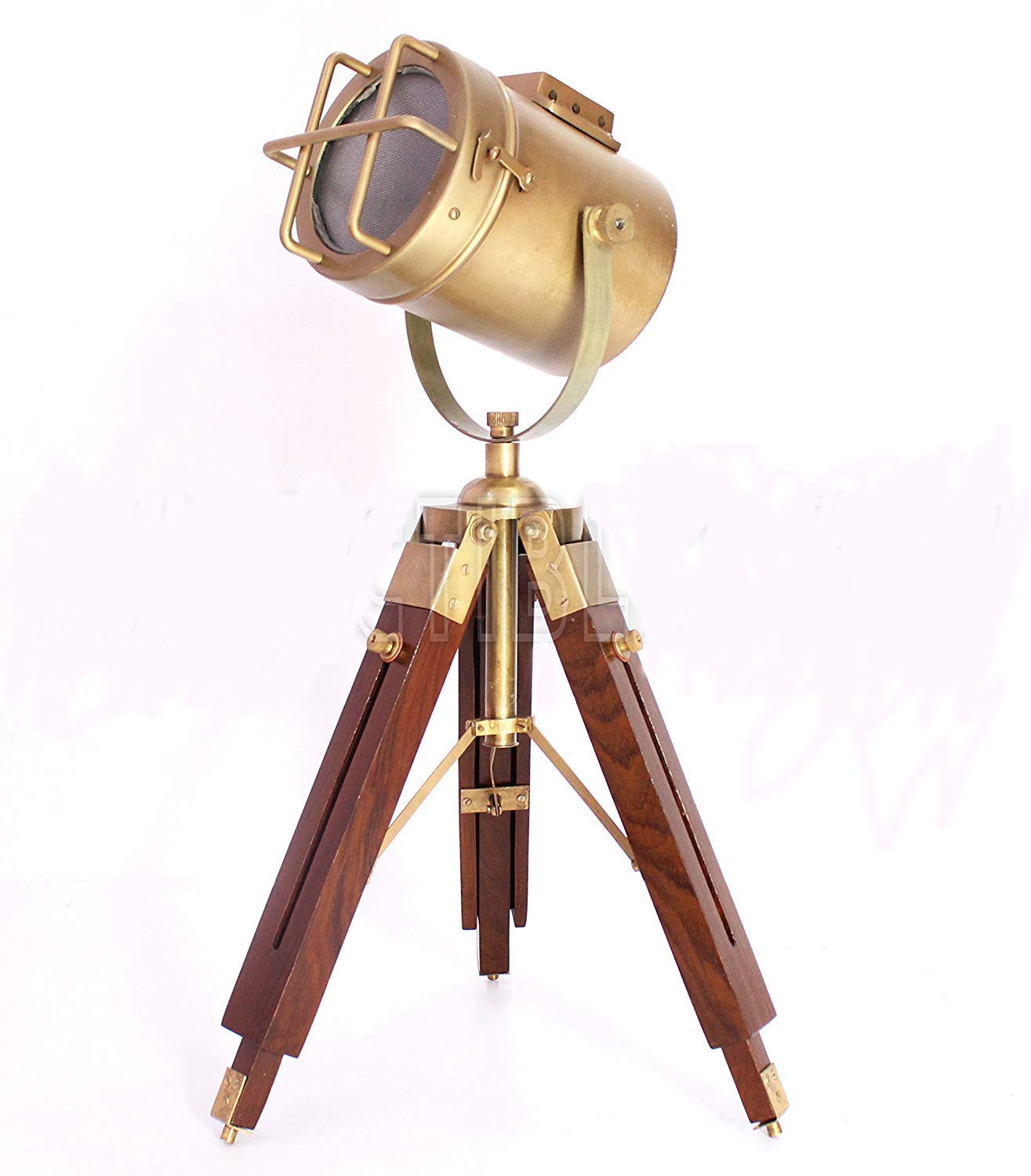 Nautical Replica Hub And Brown Vintage Nautical Small Desk Lamp Antique Spotlight Searchlight Tripod Table Lamp