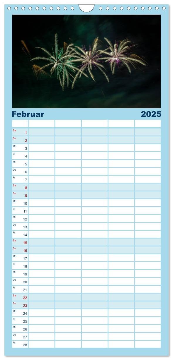 Familienplaner 2025 - Das Feuerwerk mit 5 Spalten (Wandkalender, 21 cm x 45 cm), CALVENDO: Lichtmalerei (CALVENDO Spass)