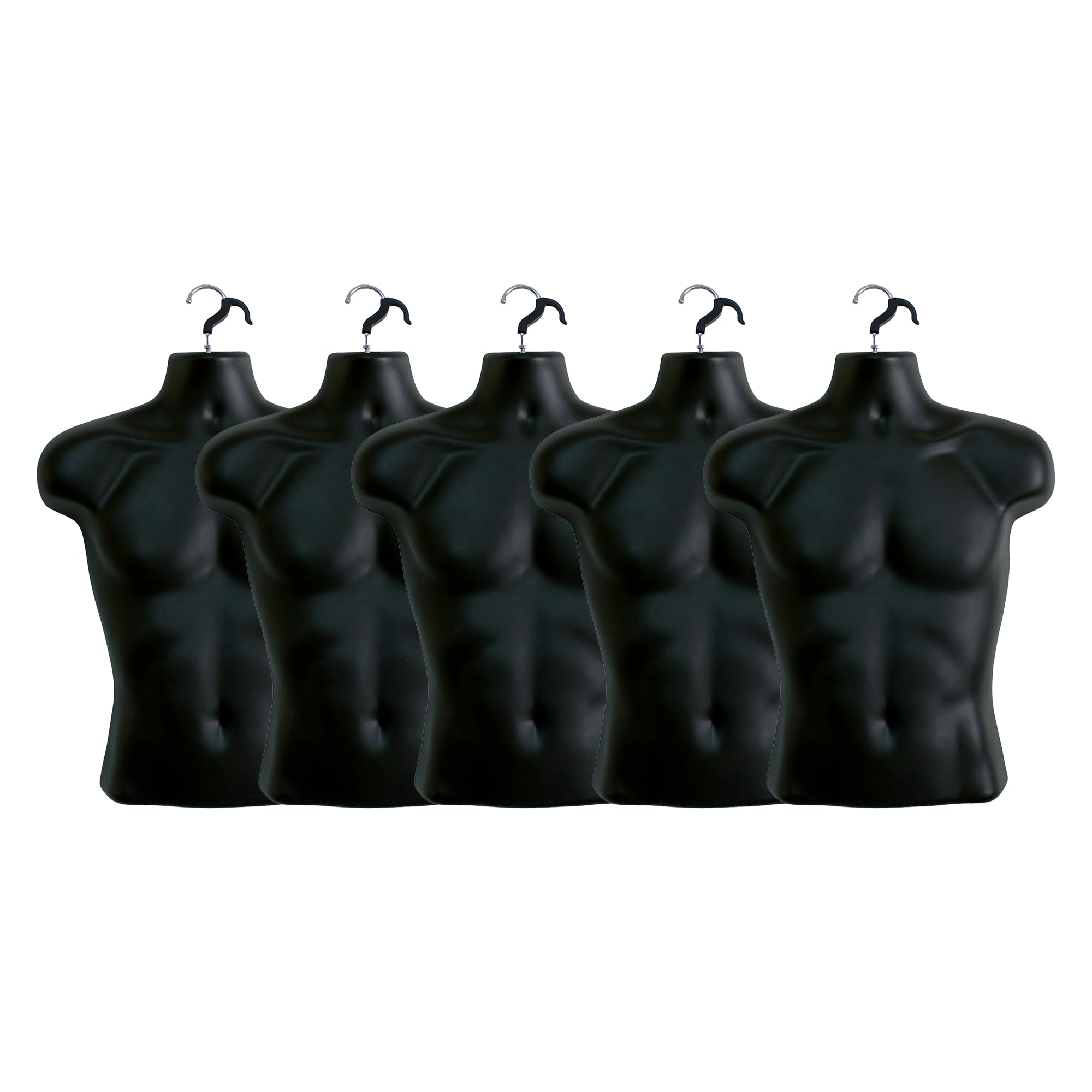 Display Guru Male Hanging Mannequin Half Body Form 3 Quarter Shop Bust Display (Black x5)