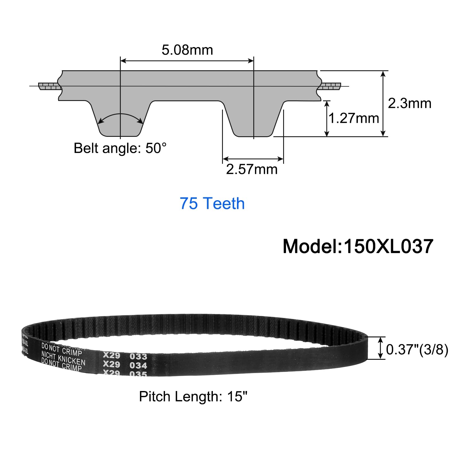 Cinghia Dentata 110XL031 Per Levigatrice - 55 Denti, Larghezza 8 Mm In Gomma - Foto 2