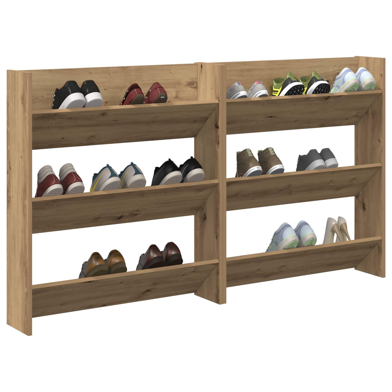 vidaXL Shoe Cabinet 2 pcs Artisan Oak 85 x 18 x 90 cm Engineered Wood, Hallway Shoe Cabinet, Modern Rectangular Storage, Organizing Unit for Footwear, Space Saving Wall Organizer, Compact Rack