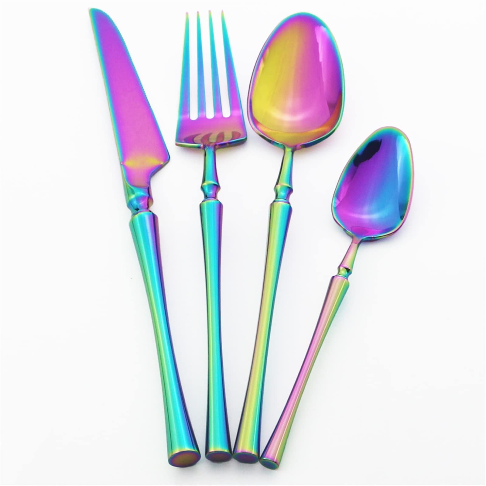 24 unids/set de vajilla negra, cubiertos de comida, mesa de acero inoxidable 304, tenedor de cena, cuchillo, juego de cuchara de café, juegos de vajilla de cocina for el hogar (Color : Black)