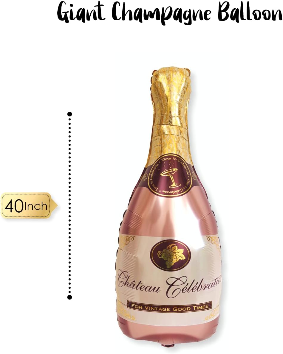 Big Bachelorette Party Balloons Decorations Kit (6 Pack) - Bridal Shower Party Balloons & Supplies - Ring Ballon and Rose Gold Champagne Bottle Balloons image 3