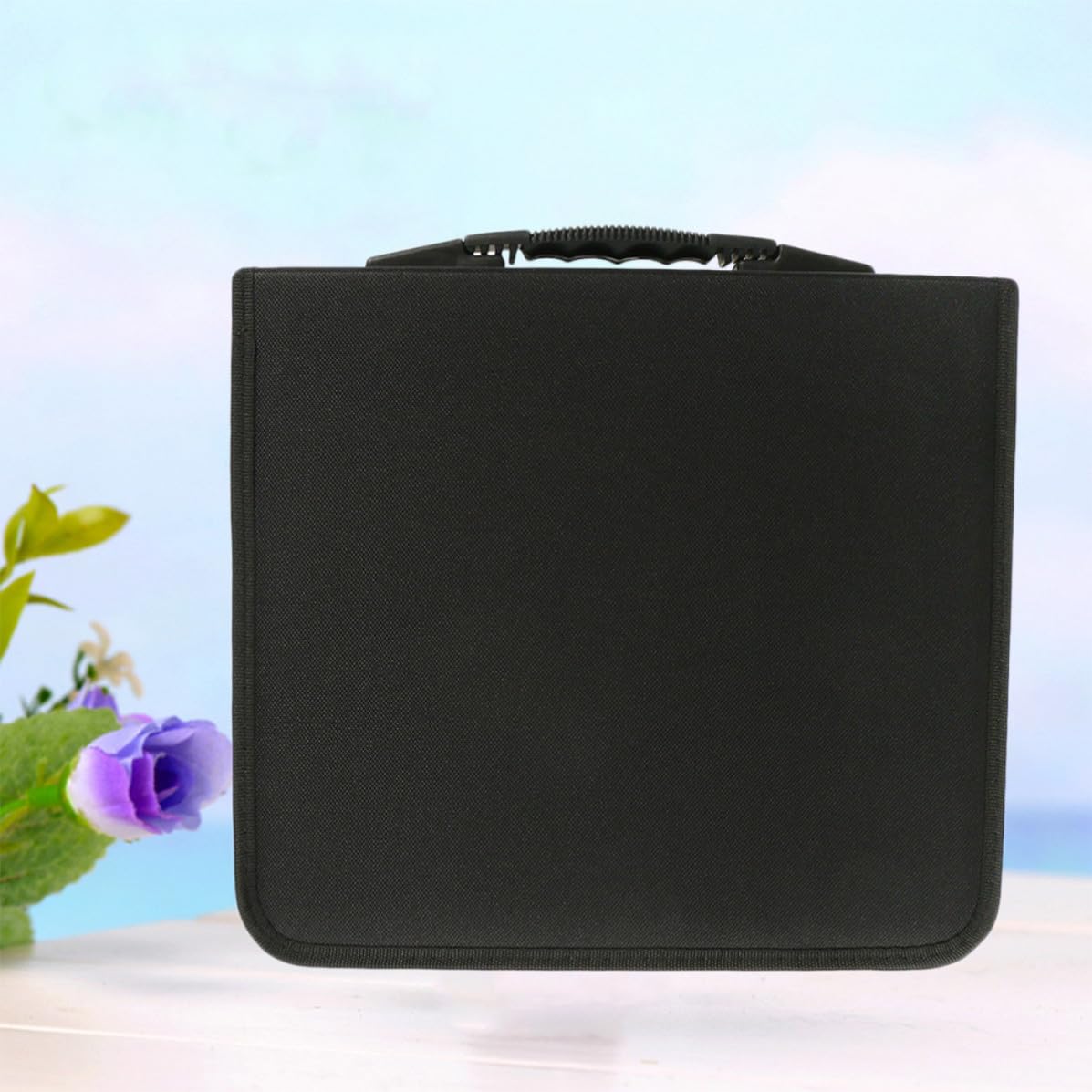 Sosoport Borsa Manico Confortevole Porta CD e Dvd in Pu e Tessuto Nero e Chiusura Lampo Capacità 320 Dischi per Trasporto Quotidiano di Film e Musica