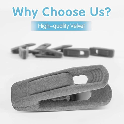 Miniatura 2 de TOFIIGREM Clips de terciopelo gris (paquete de 50), clips de terciopelo antideslizantes para colgar faldas de terciopelo, clips fuertes para dedos,