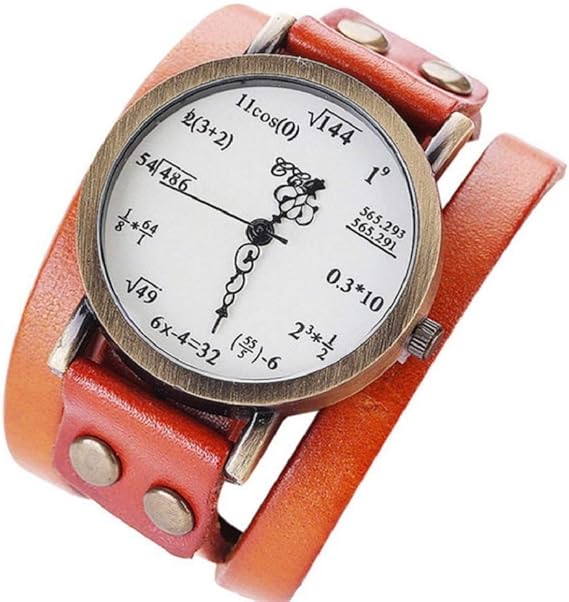 Amazon 数式腕時計 ライトブラウン ユニセックス 大学 算数 計算 ファッション アクセサリー オシャレ プレゼント 理系 カジュアル クォーツ 男女兼用 生活防水 メンズ腕時計 腕時計 通販