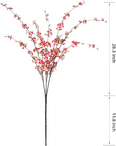 Miniatura 10 de Ammyoo 4 flores artificiales de cerezo, flores de cerezo sintético de 39 pulgadas, arreglo de ramas de durazno para decoración de primavera y