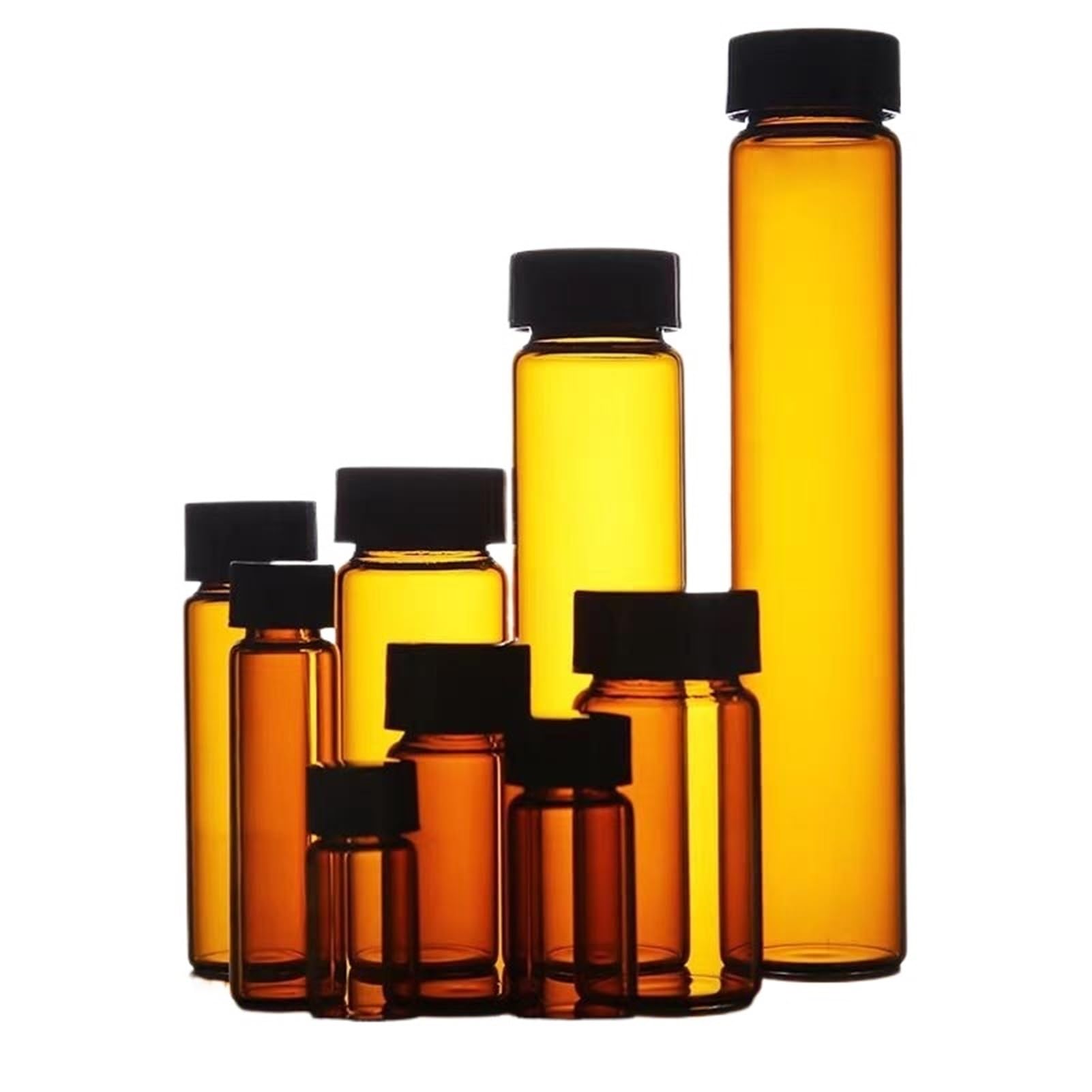 Szklana butelka laboratoryjna na odczynniki, Szklane butelki na próbki 20 szt. 3–50 ml Przezroczyste/brązowe z zakrętkami(5ml clear)