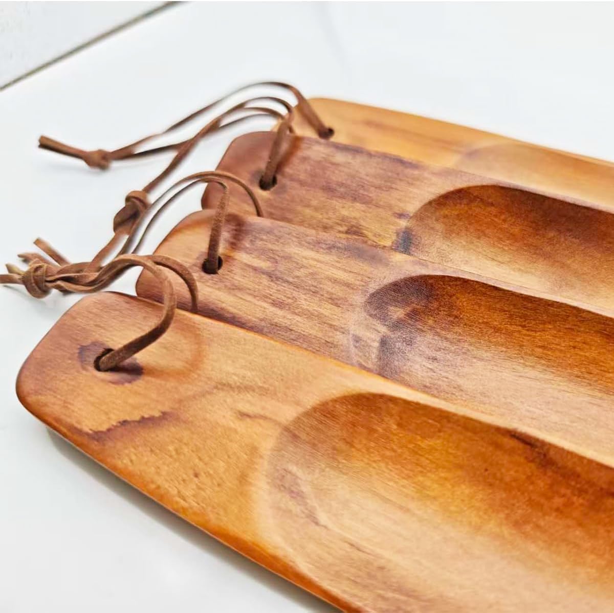 4PCS Wood Shoe Horn Short Handle 6" Travel with Leather Strap Shoe Horn Shoes Aid Tool for Men, Women, Kids, Seniors image 3
