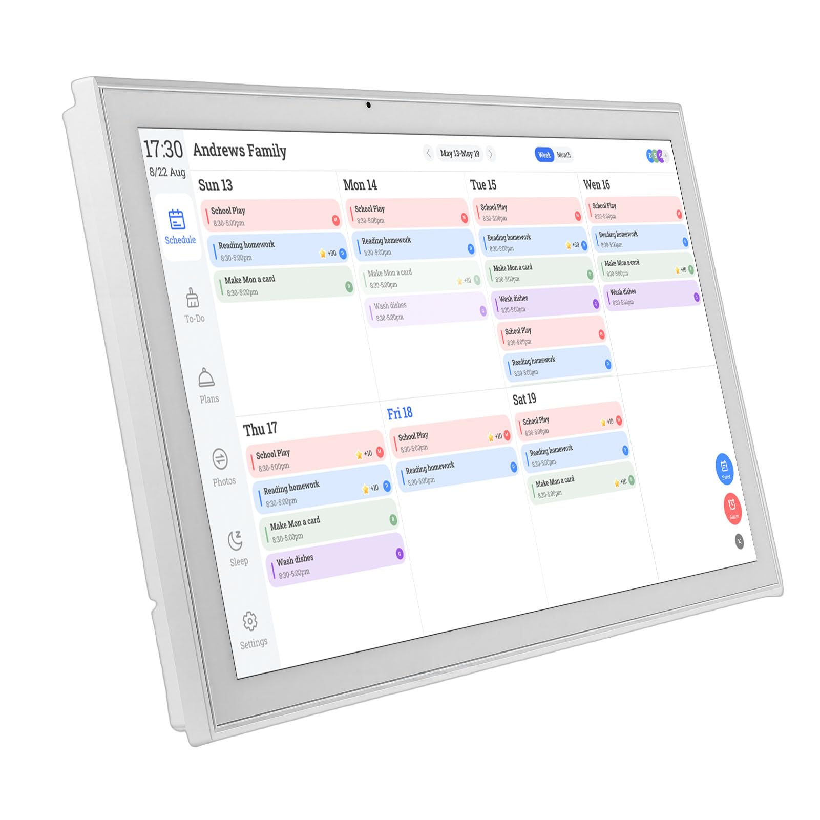 Sxhlseller 21,5-Zoll-Smart-Touchscreen-Familienplaner, Aufgabendiagramm, Digitaler Bilderrahmen für das Heimbüro, ß (EU-Stecker 100–240 V)