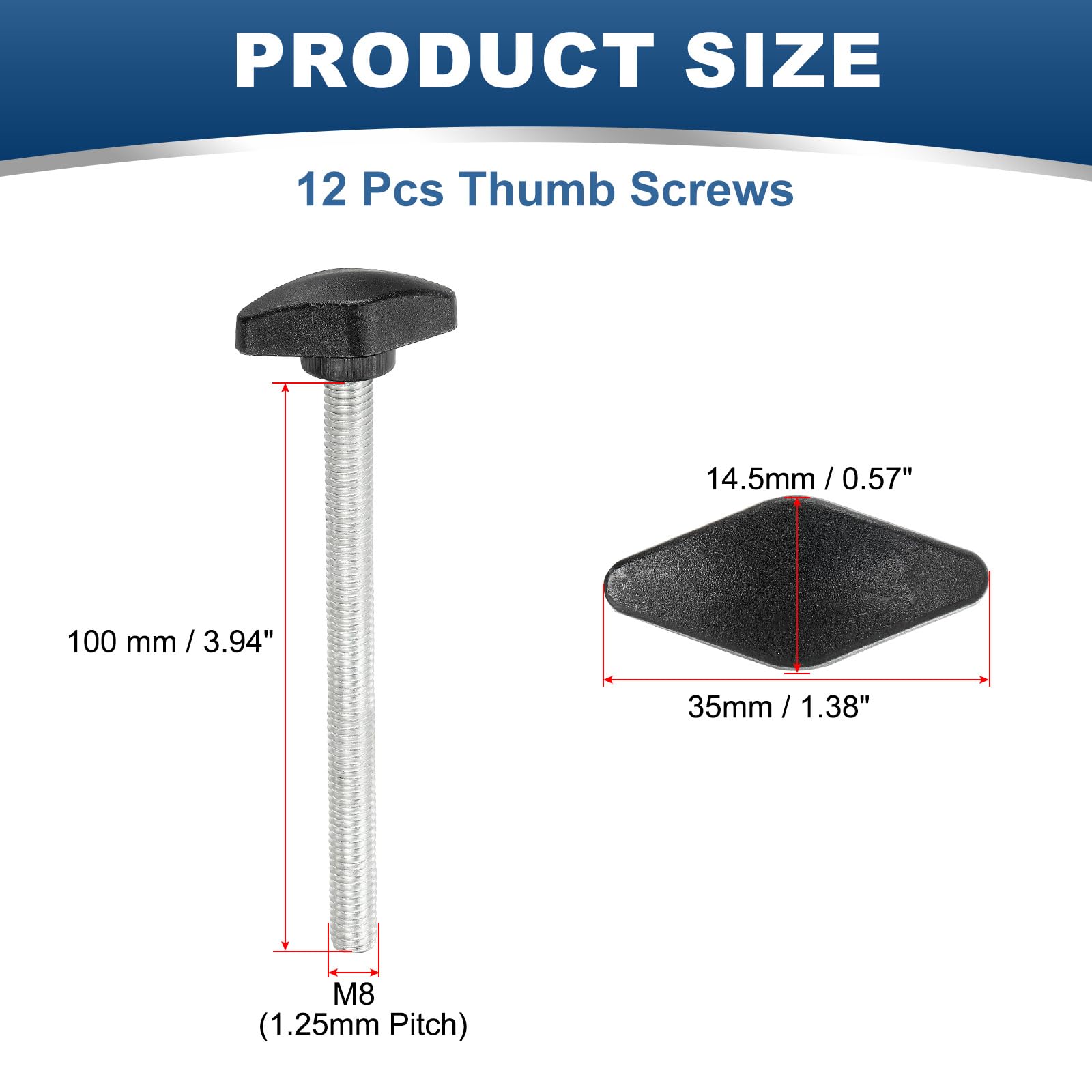 PATIKIL M8 x 100mm Tee Thumb Screws - Image 2