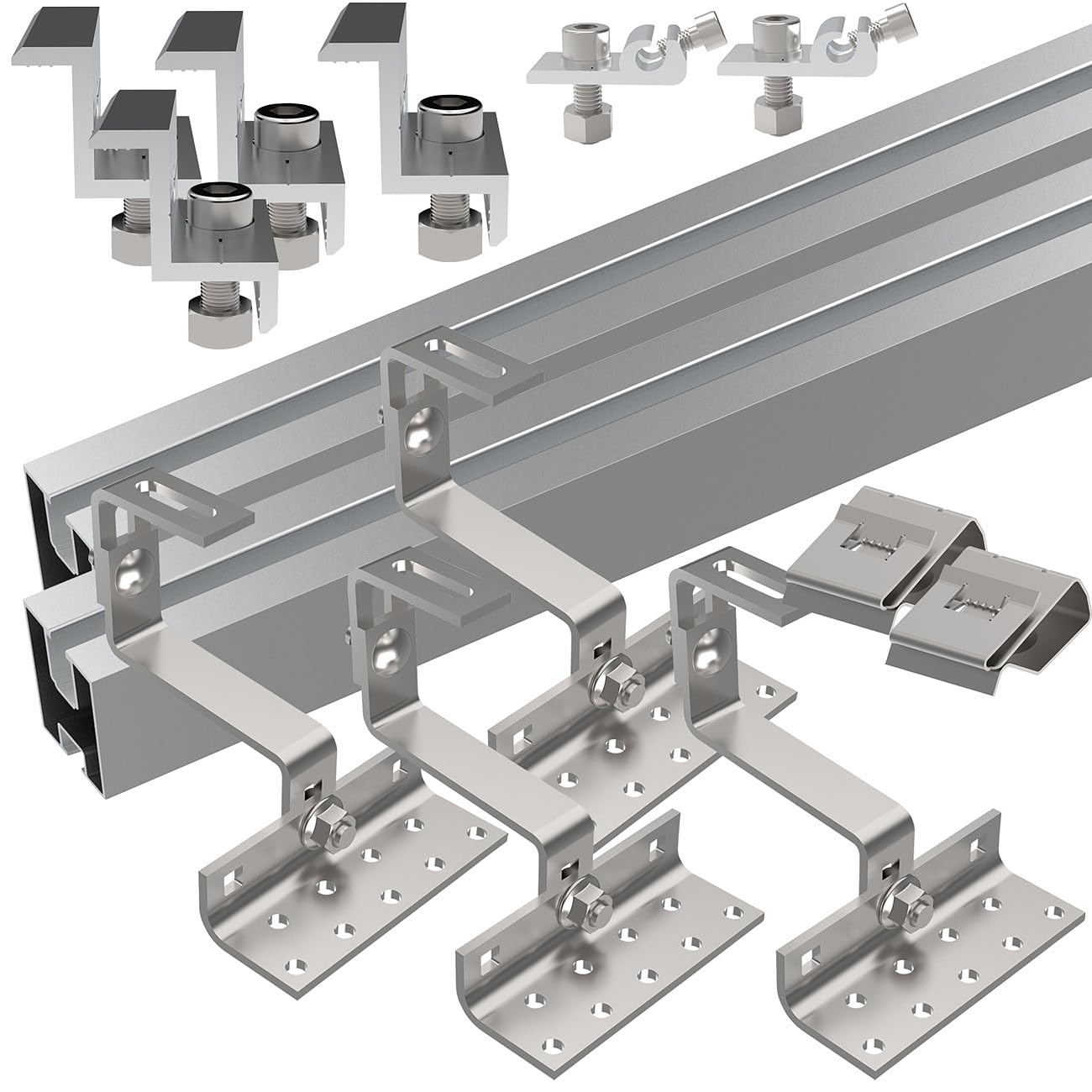 revolt Zestaw do montażu dachowego do 1 modułu solarnego, 14 elementów, aluminium i stal nierdzewna