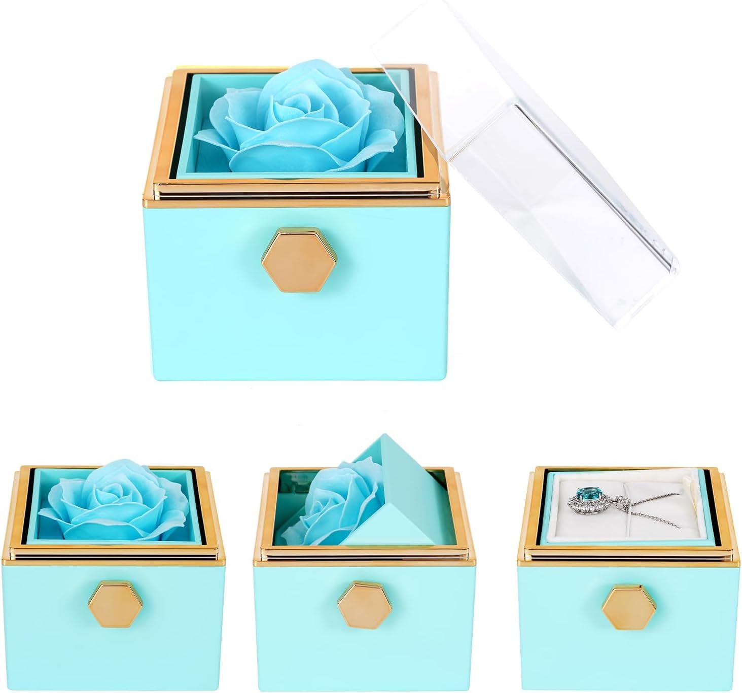 Amazon｜回転ジュエリーボックス 永遠の花告白バラ ジュエリーボックス