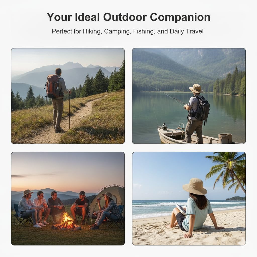Cooling Sun Hat with Ice Pack, Wide Brim Bucket Hat, Foldable & Packable