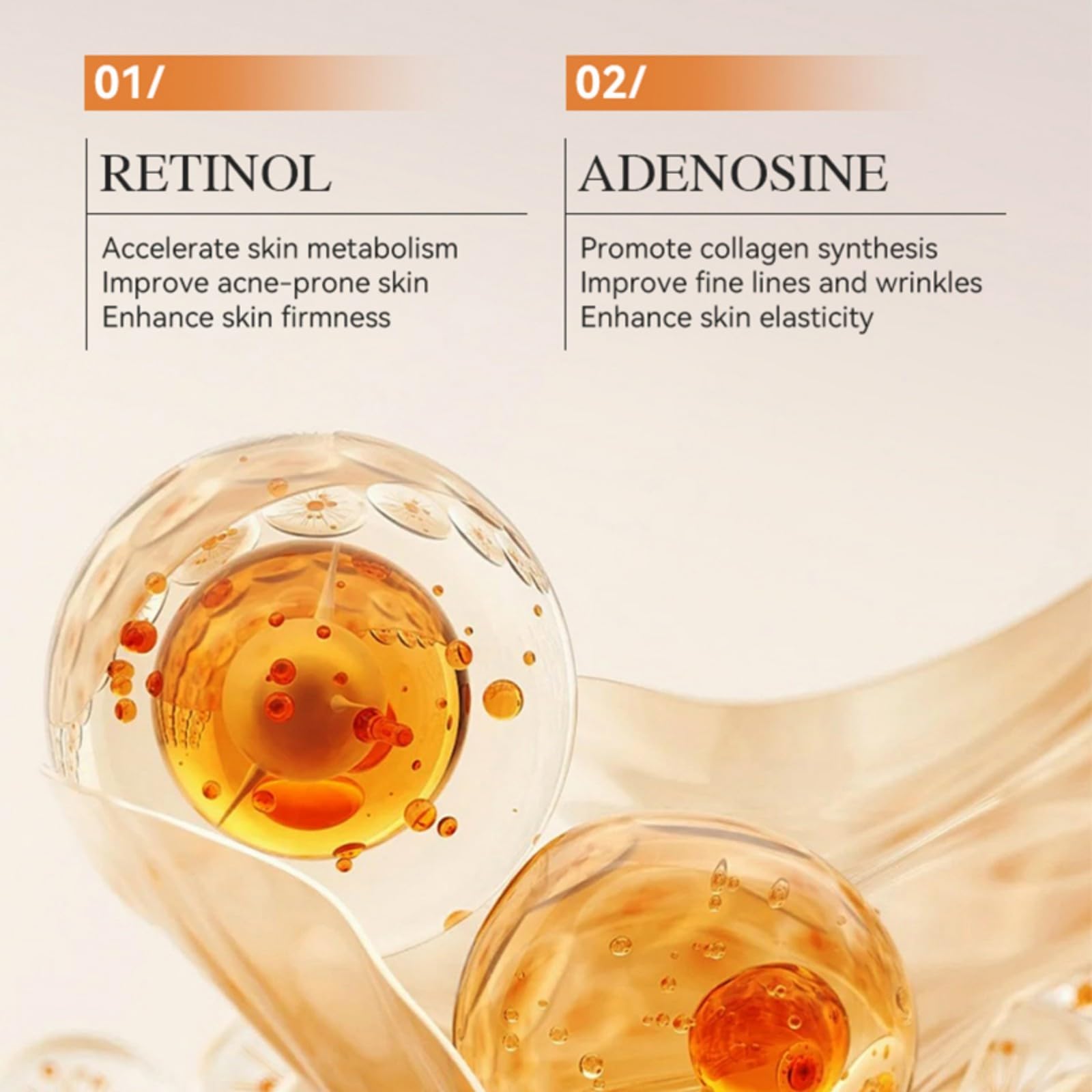 Serum z retinolem 2 szt. (35ml) Serum do twarzy z retinolem, nawilżające i odżywcze serum z aktywnym retinolem, przeciwstarzeniowe i ujędrniające skórę, łagodne do codziennej pielęgnacji