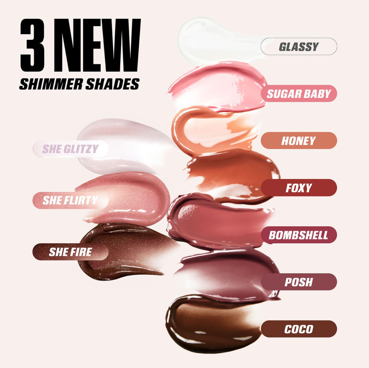 Huda Faux Filler Icy Nude Shimmer Lip Gloss - She Glitzy (sheer clear iridescent) - 0.13 fl oz / 3.9 mL