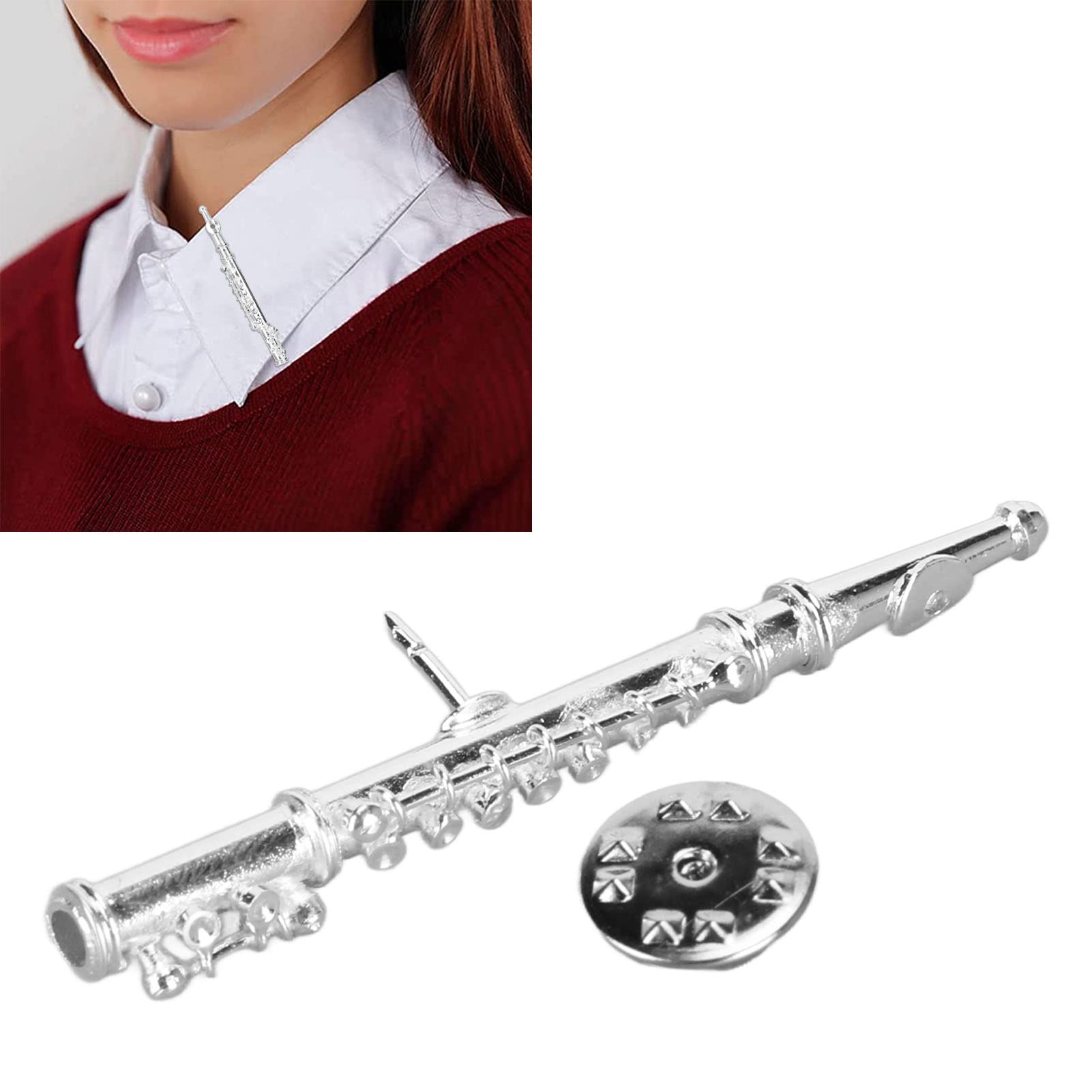 Musikinstrument Brosche, Flöte Brosche Pin, dekorative Brosche Pin, Silber Flöte Brosche Miniatur für Graduierung