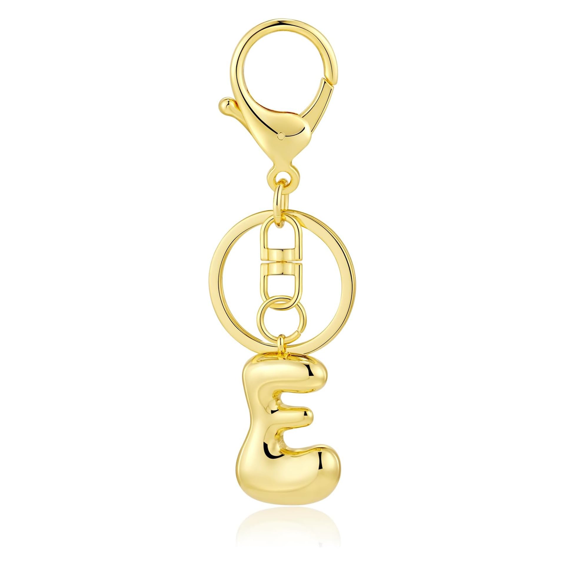 MWOOT Schlüsselanhänger Buchstabe für Frauen Mädchen, Gold Bubble Initialen Schlüsselanhänger Accessoires für Geldbörse Tasche Handtaschen Charms